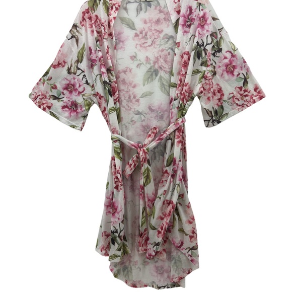 Show Me Your MuMu Intimates Floral Robe in Pink and Green - Picture 3 of 5